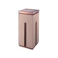 High-grade indoor square single open top stainless steel gold flower beige marble trash can