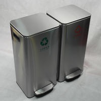 BOXIN 30L/42L/60L  Metal Pedal Stainless Steel Trash Bin, Waste Bin, Garbage Can